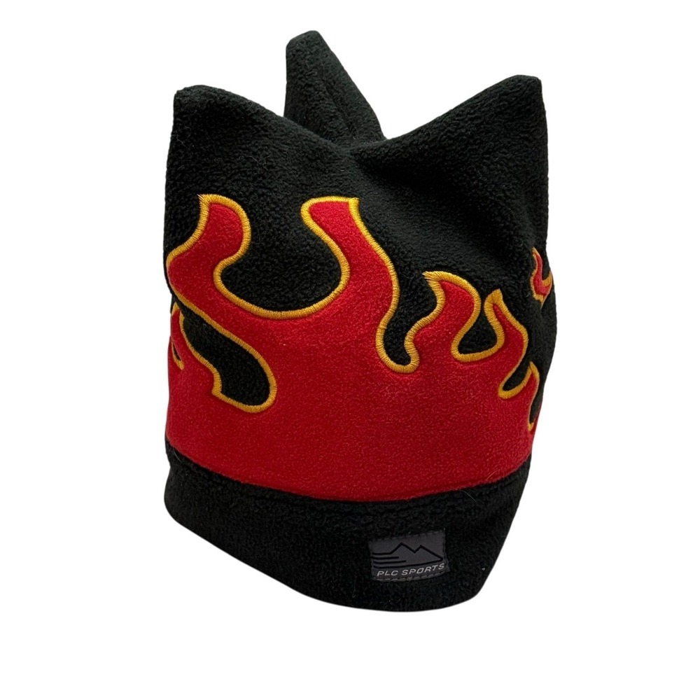 Vintage Children's Place Fire Flame Kids Fleece Beanie Hat Pointy Y2K Grunge 7-8